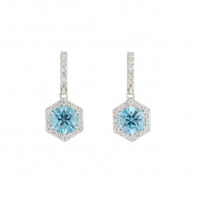 White Gold Diamond and Topaz Earrings
